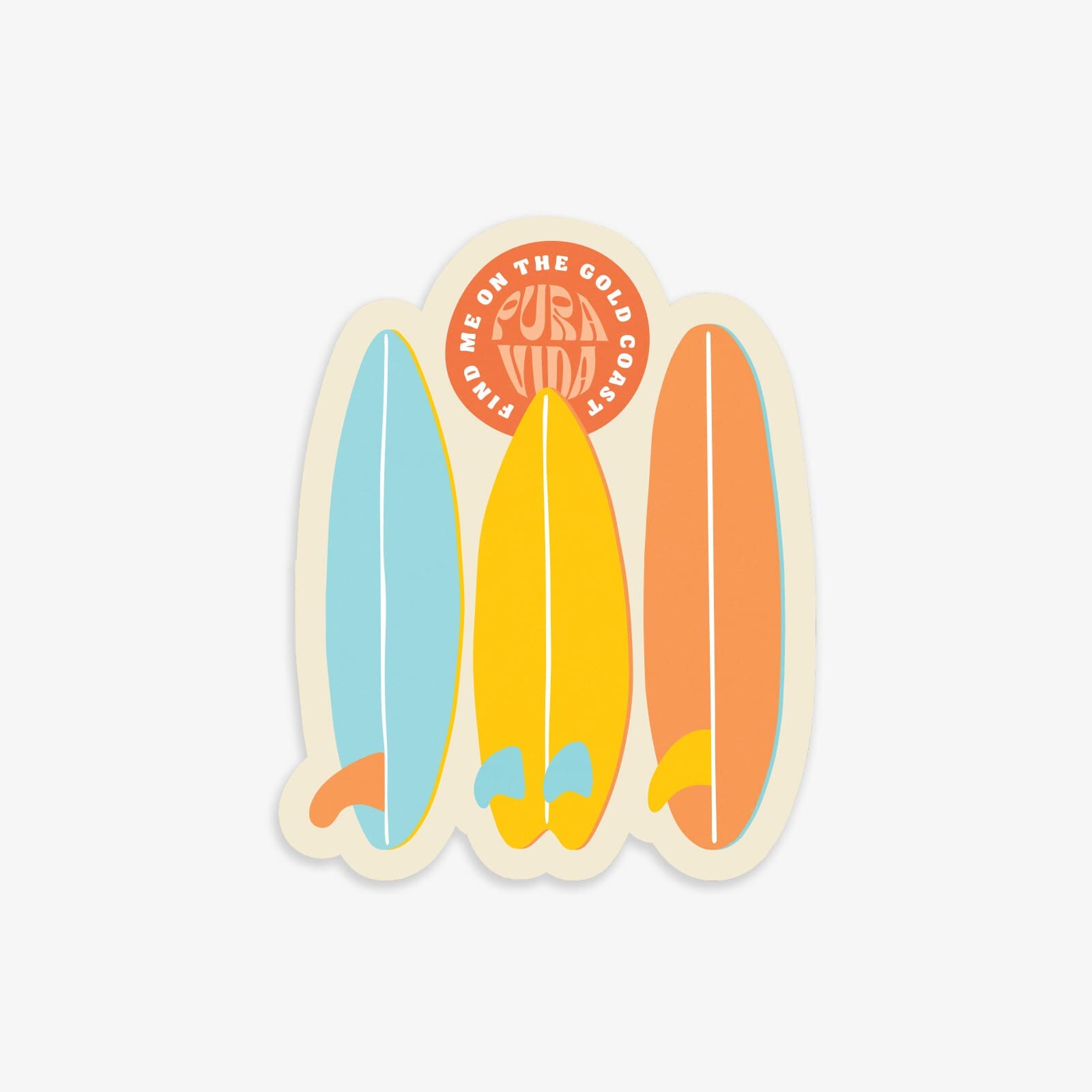 Golden Surf Lineup Sticker